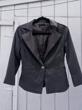 Cynthia Rowley Tailored Gray Trench Coat Jacket M Cotton Lined